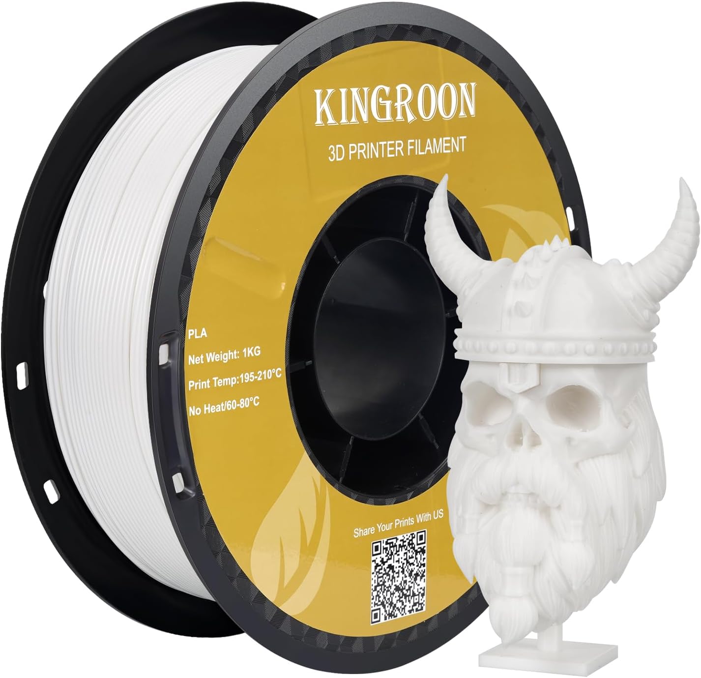Kingroon PLA, White Filament, White Filament 1.75 PLA,3D Printer Filament PLA Di...