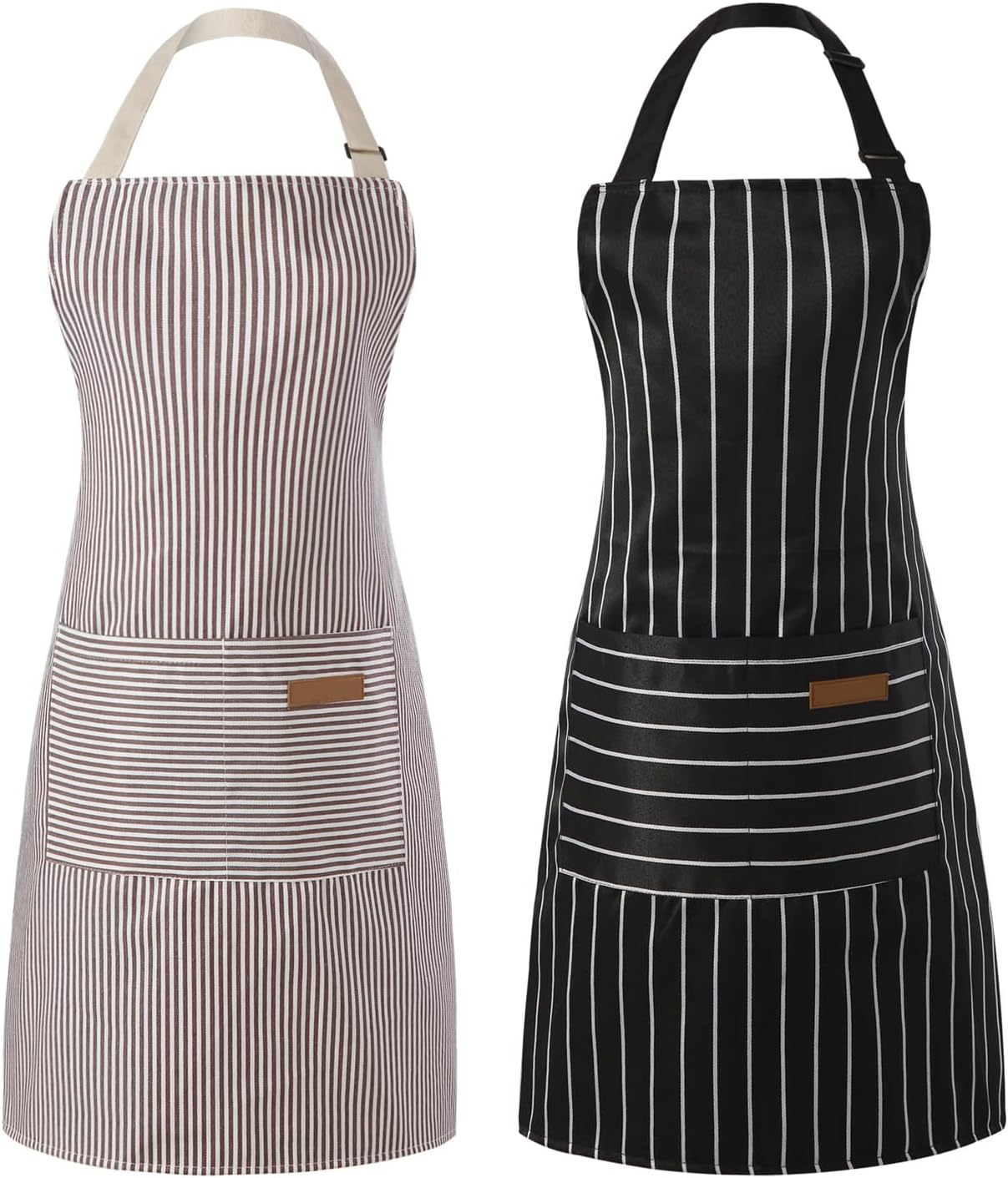 Tosewever 2 Pieces Kitchen Cooking Aprons, Cotton Polyester Blend Adjustable Bib...