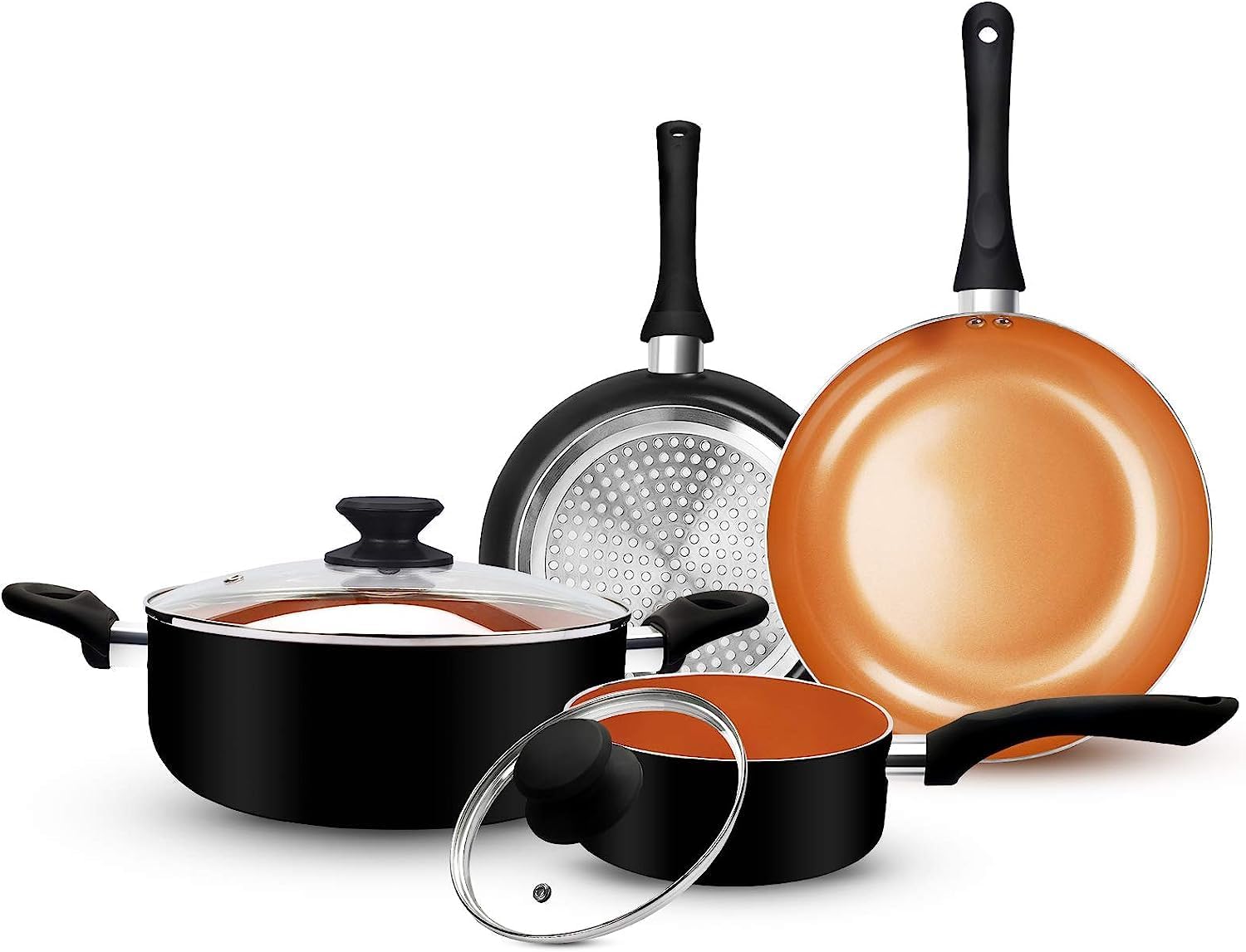 FRUITEAM 6pcs Cookware Set, Special Ceramic Nonstick Cookware for Soup Pot/Sauce...