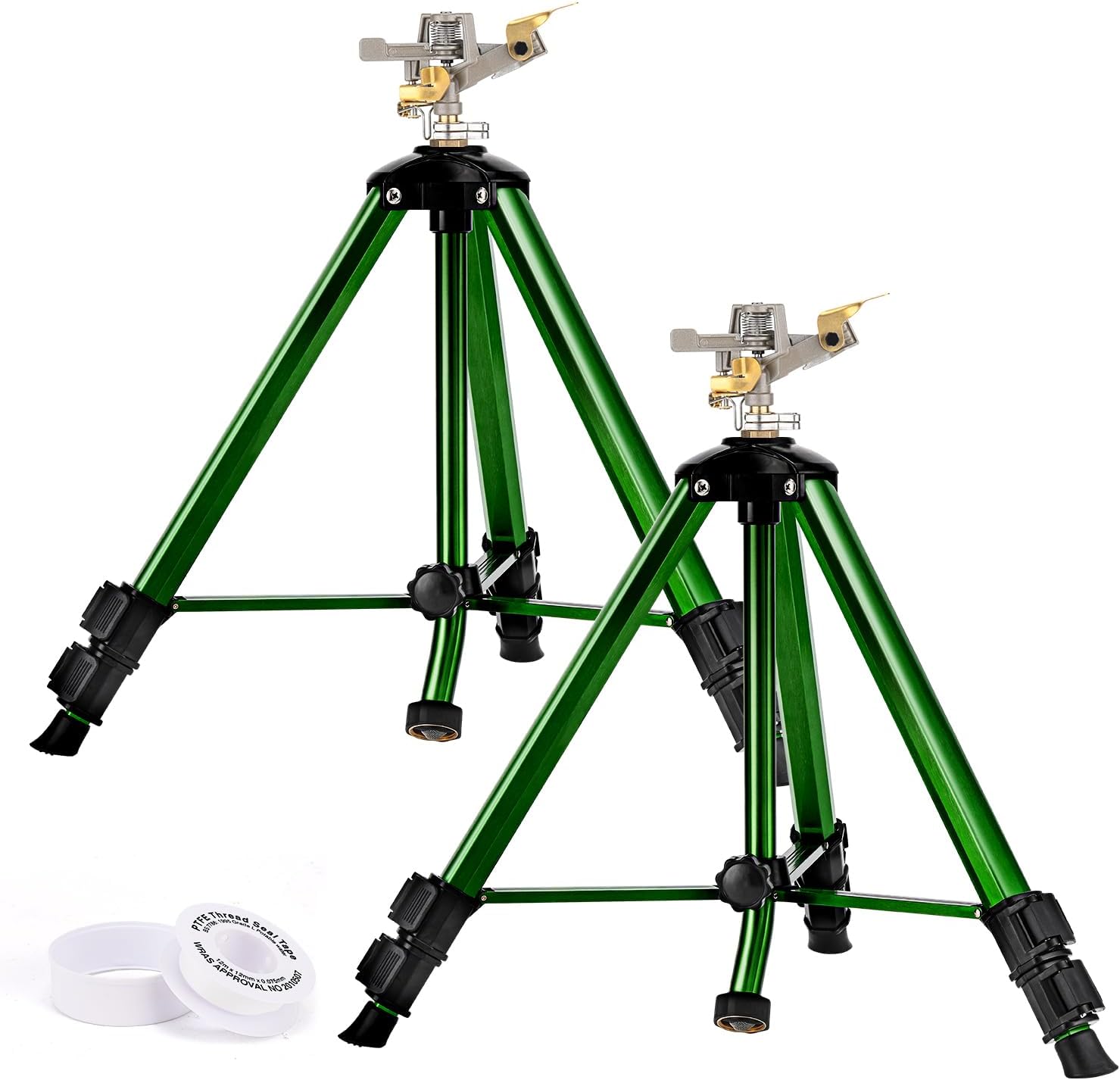 Keten Impact Sprinkler on Tripod Base, 2 Pack Tripod Sprinkler with 300 Degree L...
