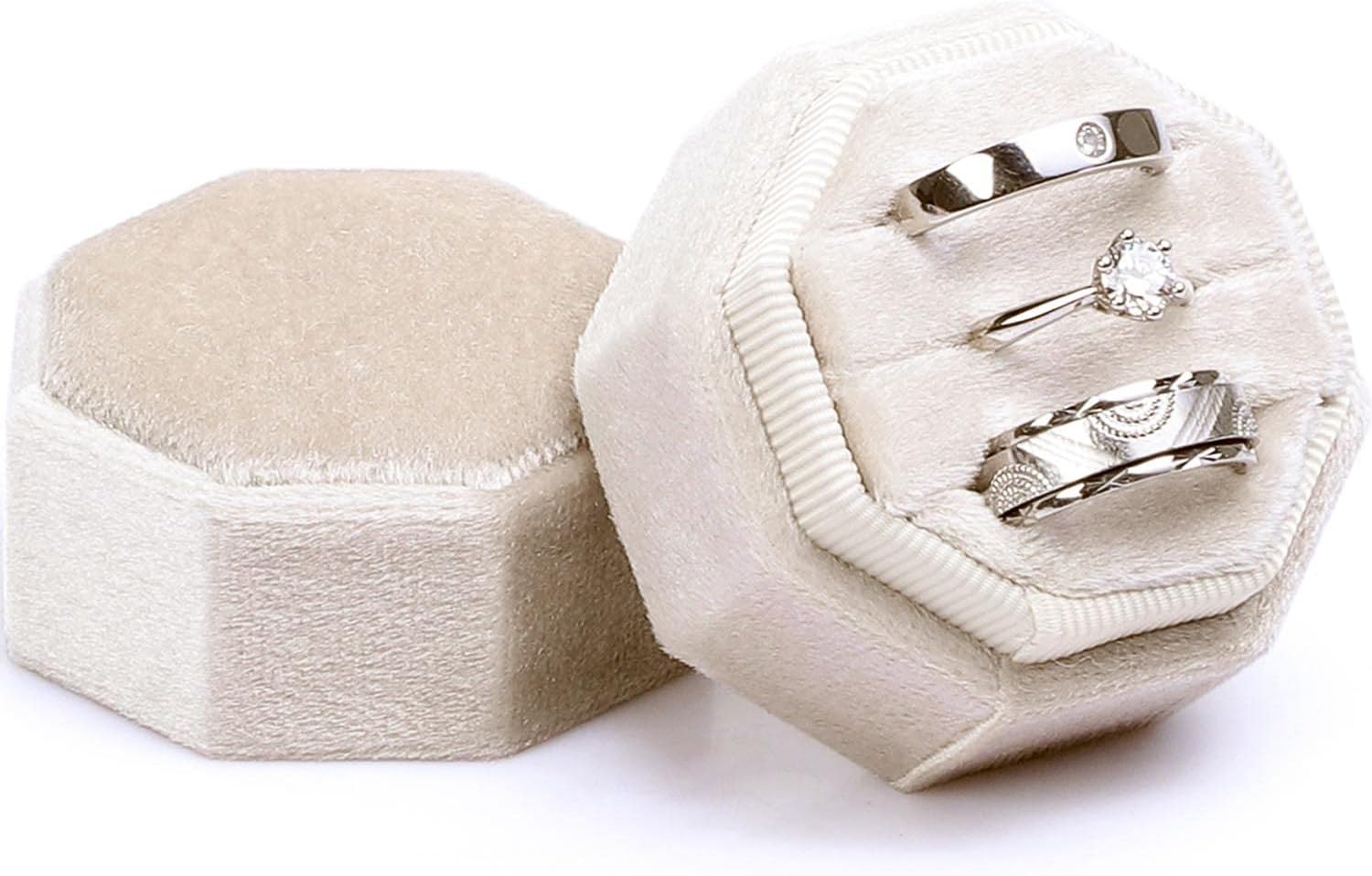 WantGor Velvet Ring Box, Special Jewelry Ring Gift Box with 3 Slots, Innovative...