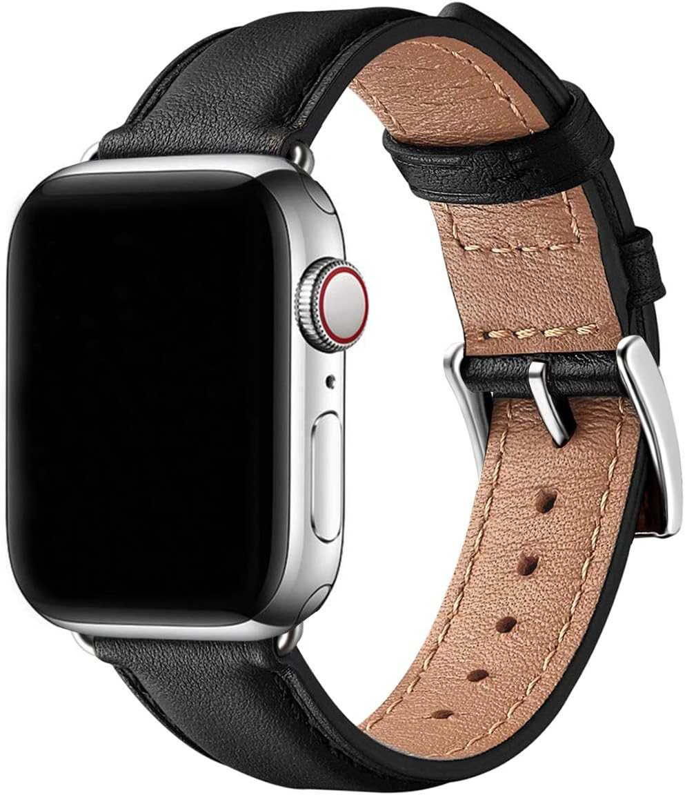 SUNFWR Leather Straps for Apple Watch Strap 40mm 41mm 38mm, Men Women Replacemen...