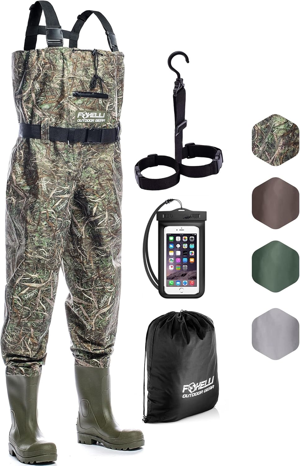 Foxelli Chest Waders – Camo Hunting Fishing Waders for Men and Women with Boots,...