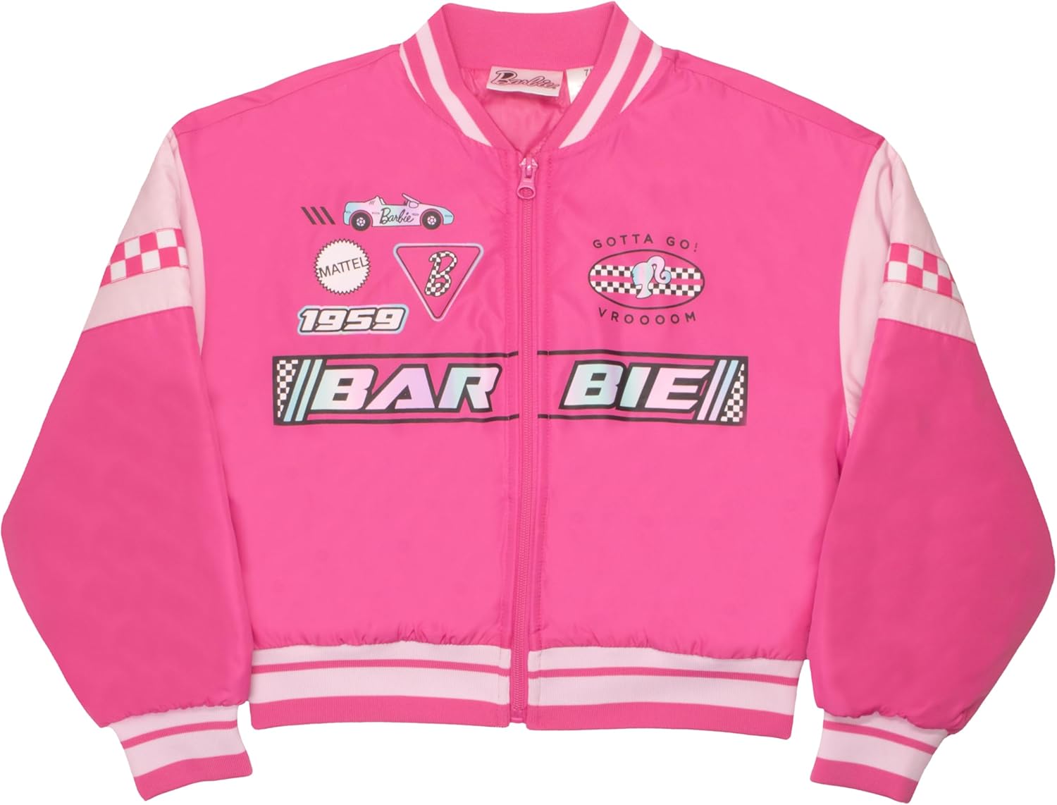 Barbie Girls Bomber Jacket, Zip-Up Bomber Jacket for Girls, Girl Power Outerwear...