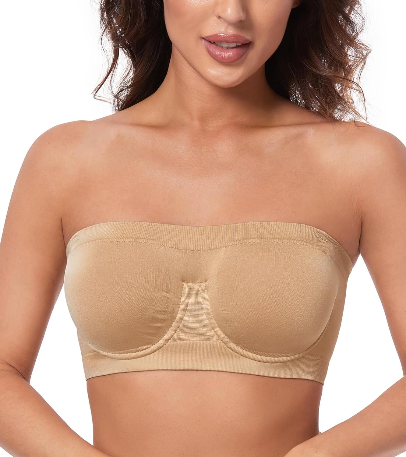 HACI Women's Non Padded Strapless Bra Underwire Bandeau Seamless Multiway Suppor...