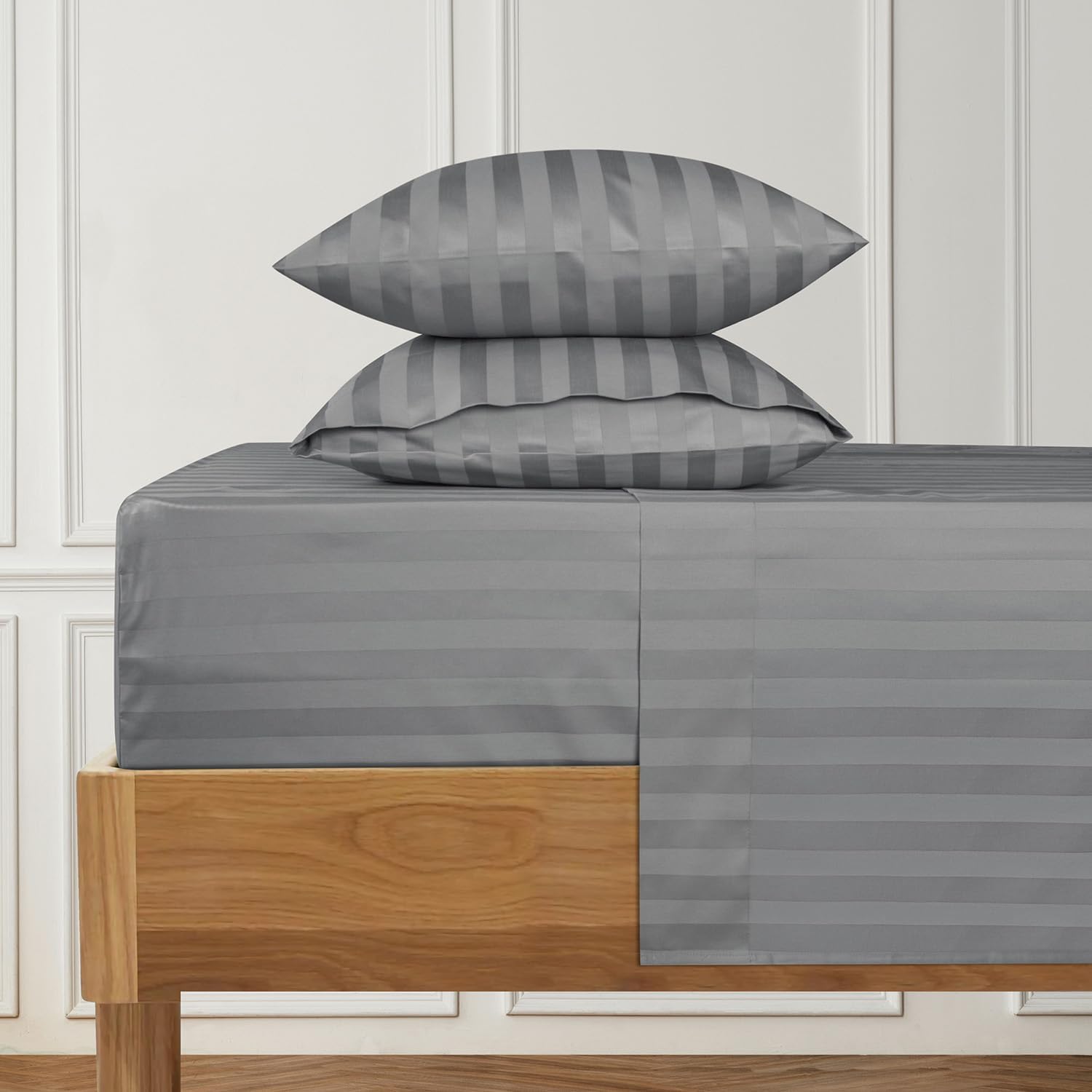 URBANHUT 1000 Thread Count Egyptian Cotton Sheets Damask Striped Queen Size, Lon...