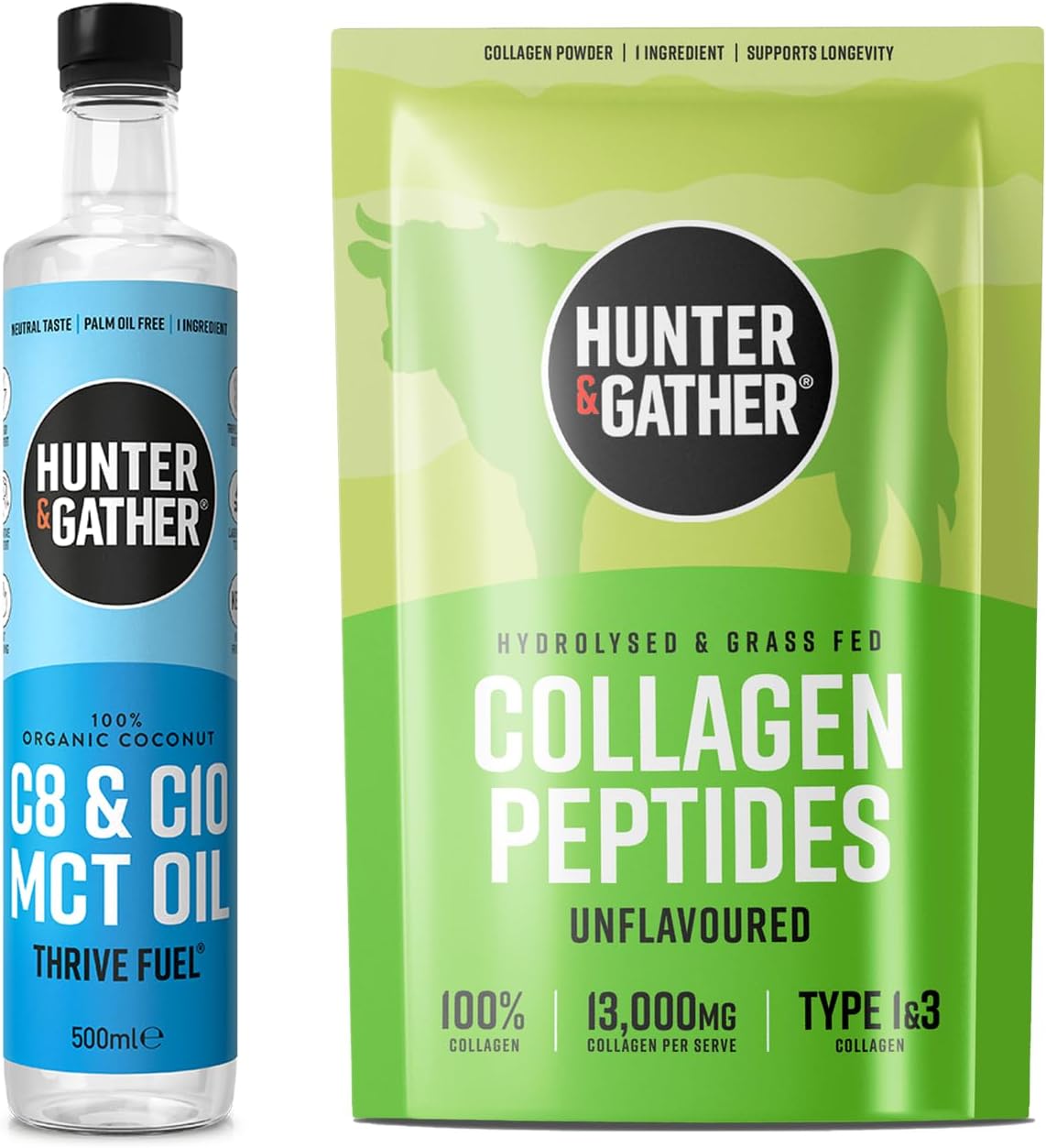 Hunter & Gather Optimal Keto Health Supplements (Bundle C8 & C10 MCT Thrive Fuel...