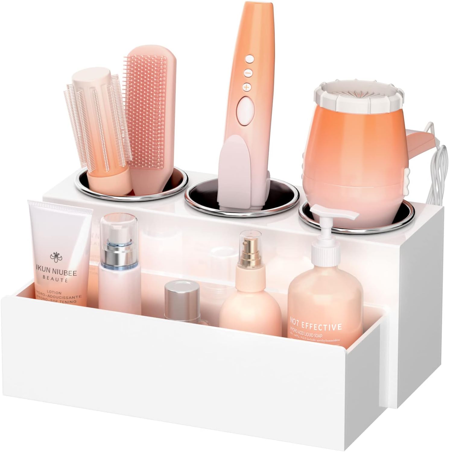 NIUBEE Hair Tool Organizer, Acrylic Hair Dryer and Styling Holder, Bathroom Coun...