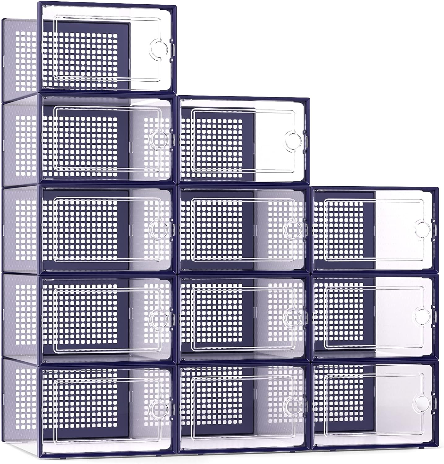 Kuject X-Large Shoe Storage Boxes Organizers Clear Plastic Stackable 12 Pack, Sh...