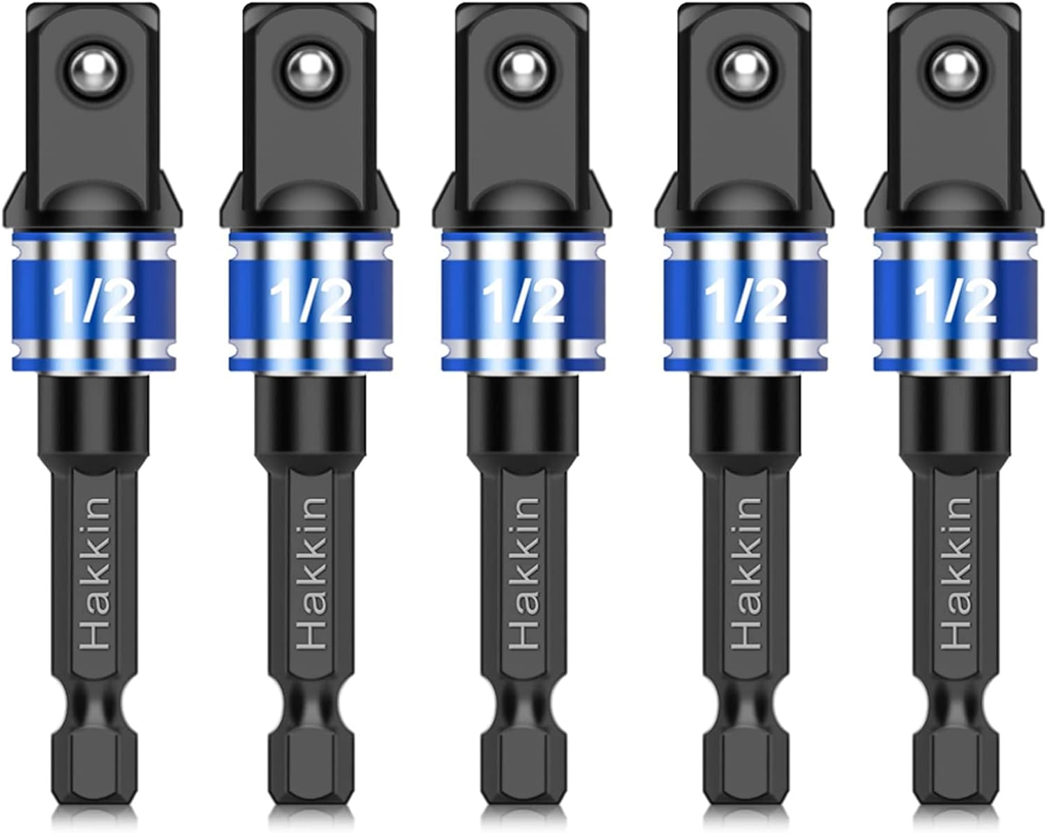 Hakkin 5Pcs 1/2" Impact Grade Socket Adapter Set Turns Power Drill Into High Spe...