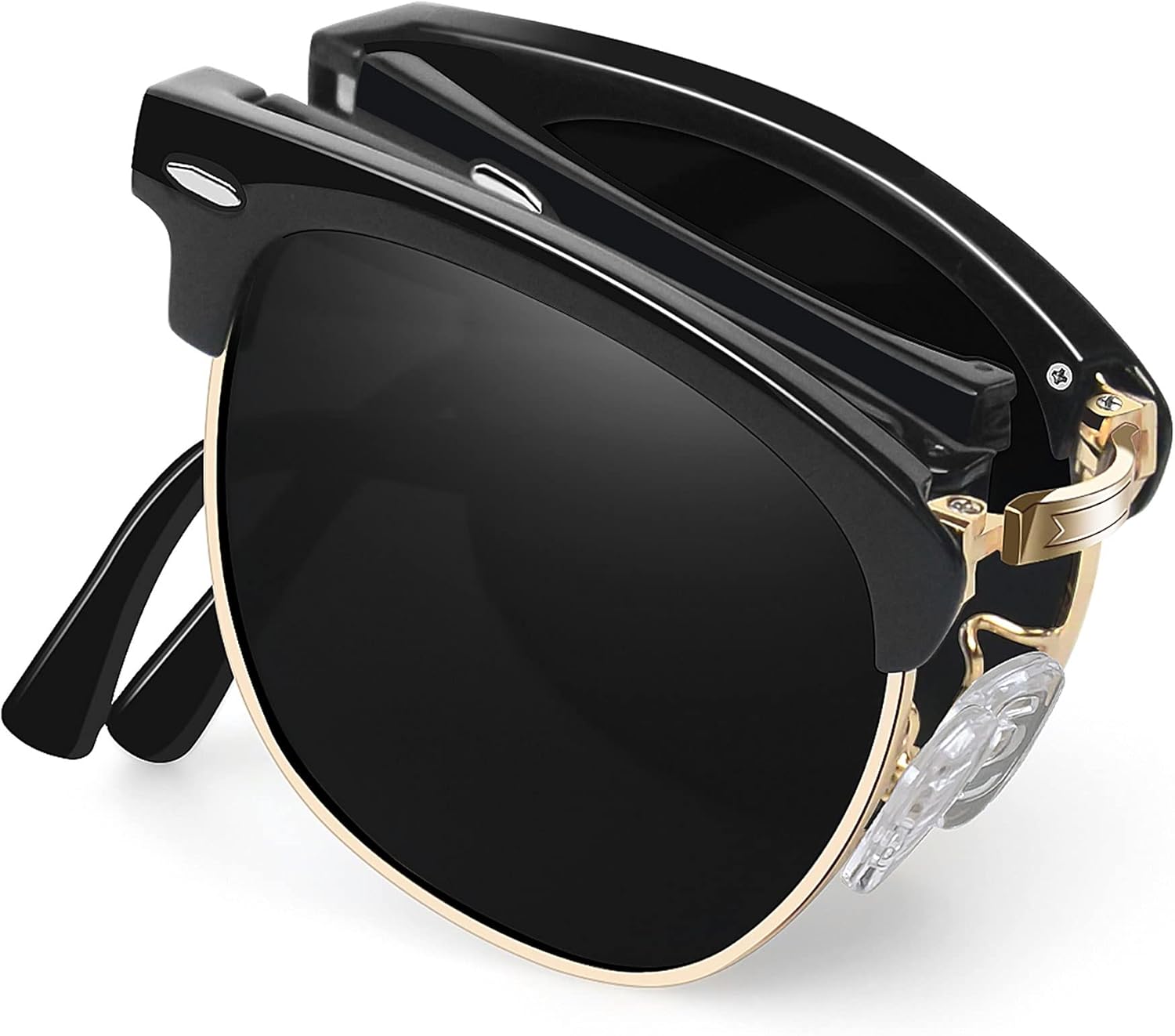 Joopin Semi-Rimless Polarised Sunglasses Man - UV400 Protection Retro Half Frame...