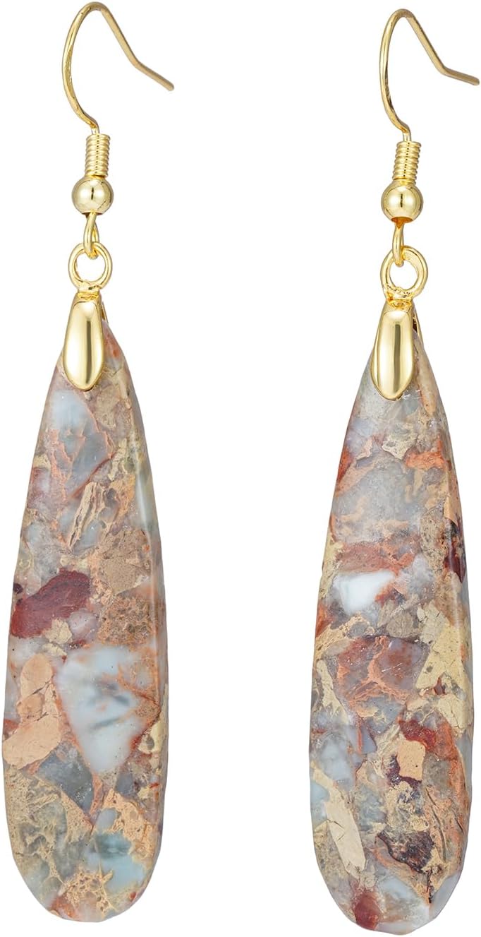 Women Natural Stone Earrings, Unique Healing Gemstone Energy, Hypoallergenic Lig...