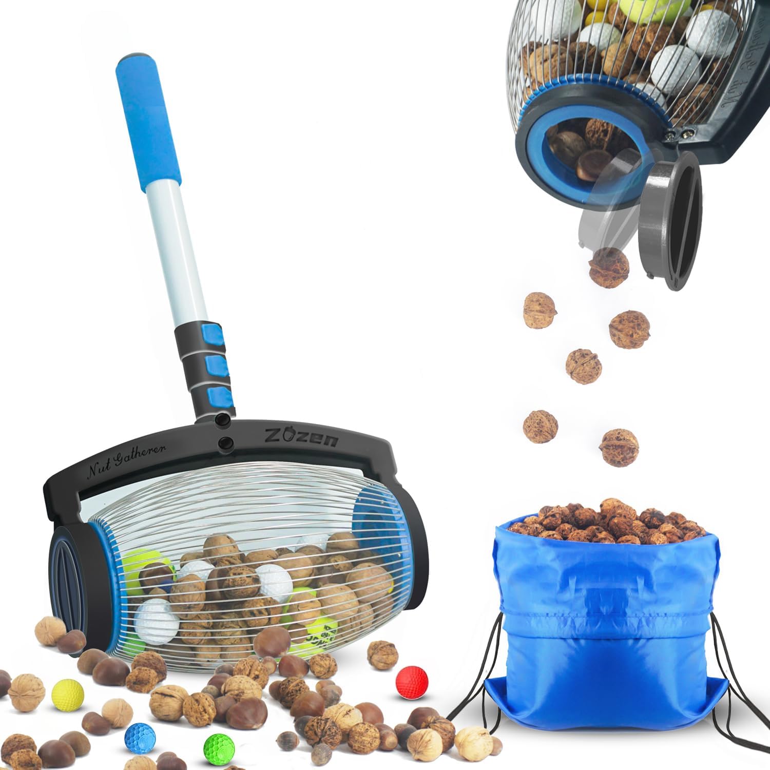 Zozen Nut Gatherer, Special Walnut Picker Upper Roller, Innovative Pinecone Pick...