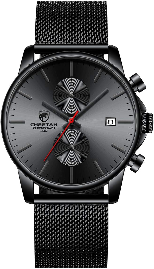 GOLDEN HOUR Mens Watch Fashion Sleek Minimalist Quartz Analog Mesh Stainless Ste...