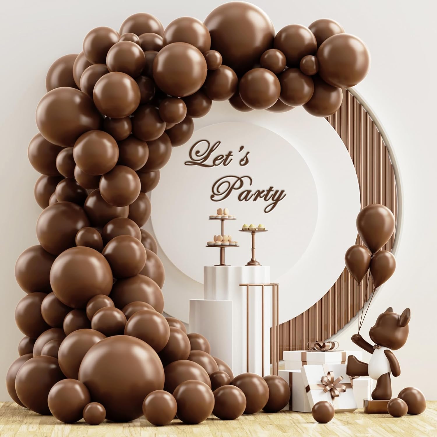 NISOCY Brown Balloons Arch Garland Kit, 102PCS 18In 12In 10In 5In Dark Brown Bal...