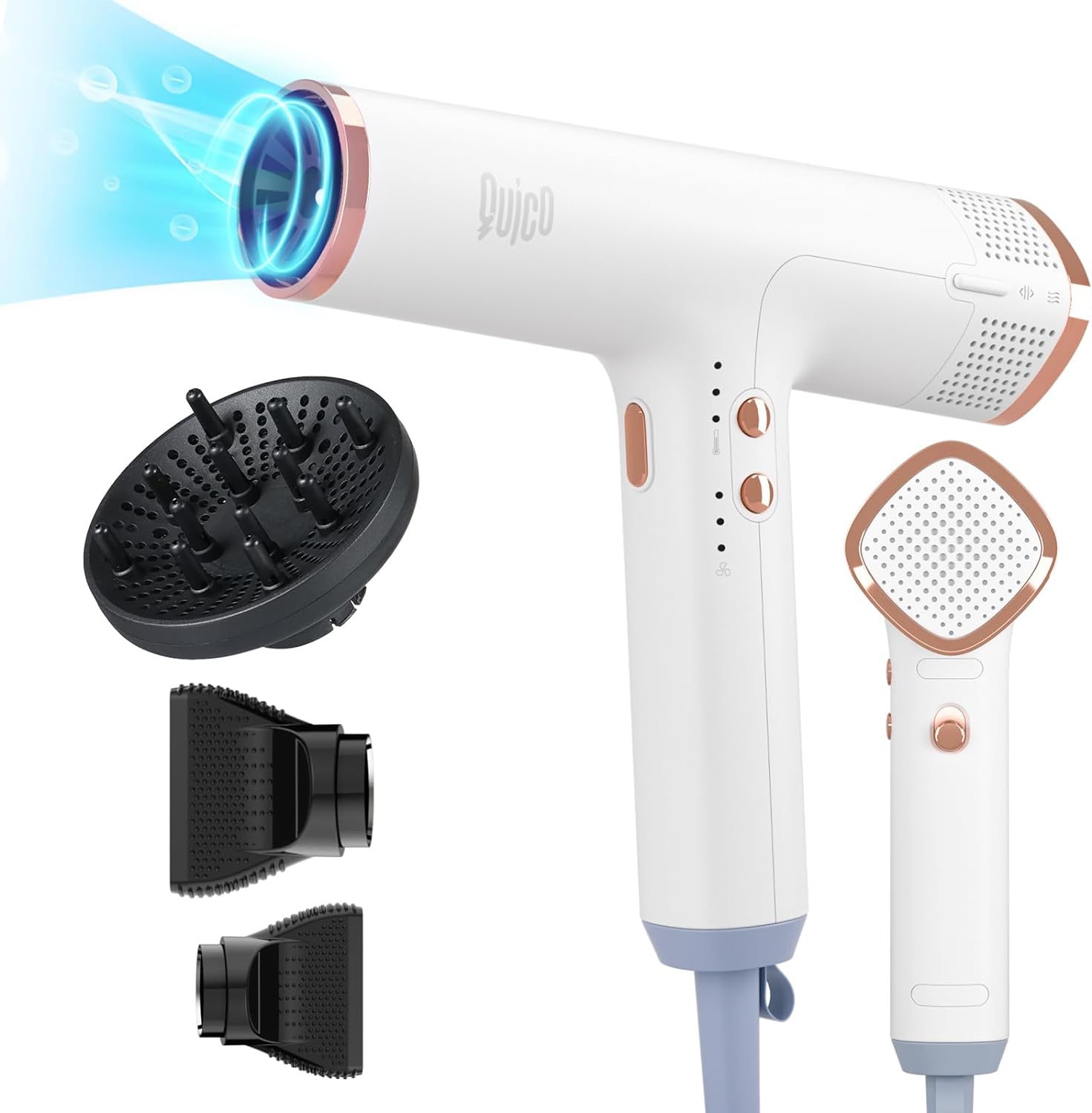 Quico Hair Dryer with Diffuser, 1875W High-Speed Professional, Powerful Blow Dry...