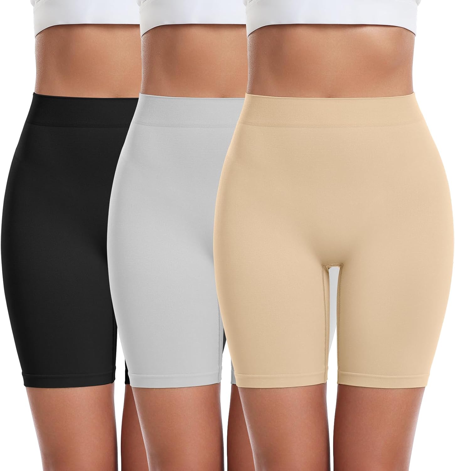 3 Pack Slip Shorts for Women Under Dress Comfortable Smooth Boyshorts Panties Bi...