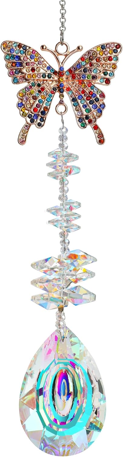 H&D HYALINE & DORA Crystal Butterfly Rhinestones Suncatcher Window Hanging Ornam...