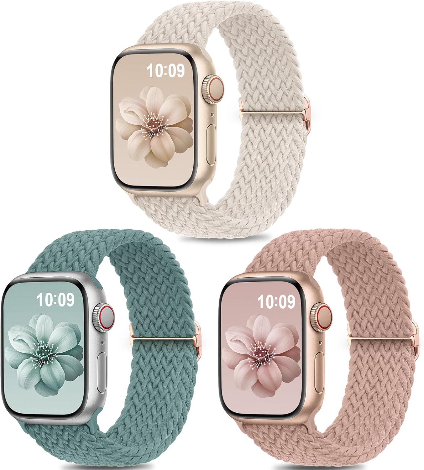 Yoohoo 3 Pack Braided Solo Loop Compatible with Apple Watch Straps 44mm 45mm 42m...