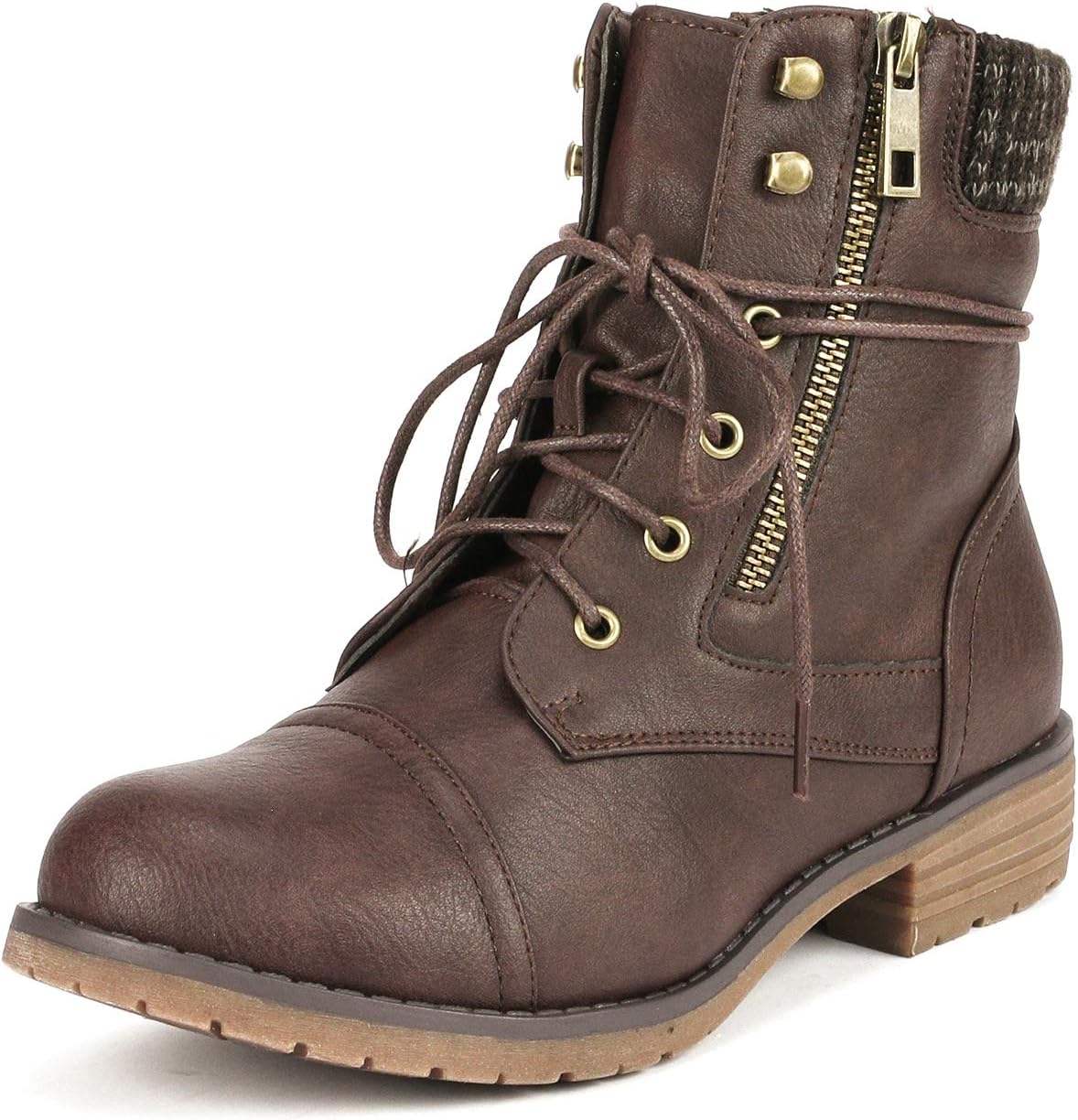 DREAM PAIRS Combat Boots, Special Women's Lace Up Ankle Booties, Unique Combat B...