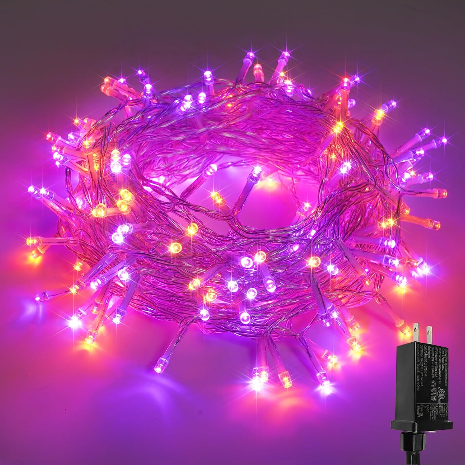 Extra-Long 66FT Halloween String Lights Outdoor&Indoor, 200LED Orange and Purple...