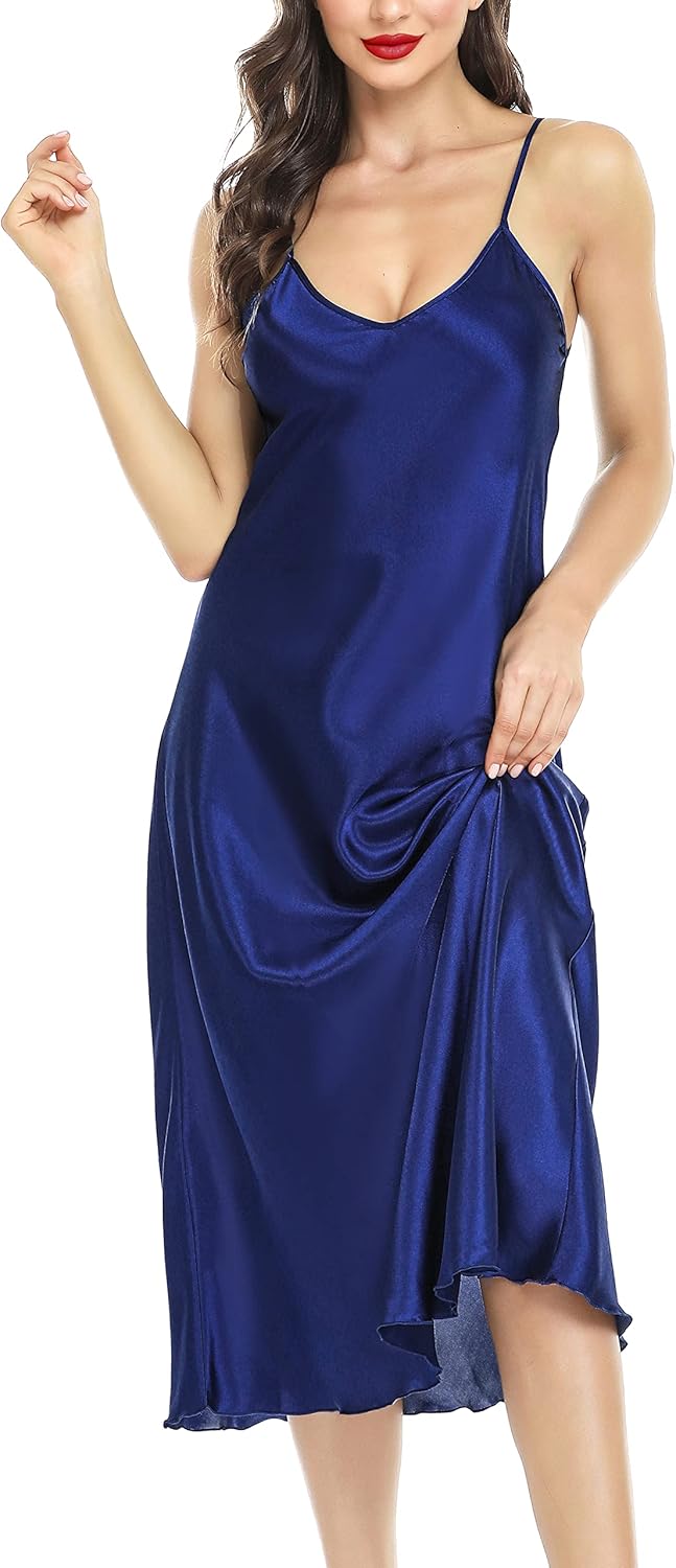 Lovasy Satin Nightdress, Special Nightwear for Women, Unique Silk Chemise Nighti...