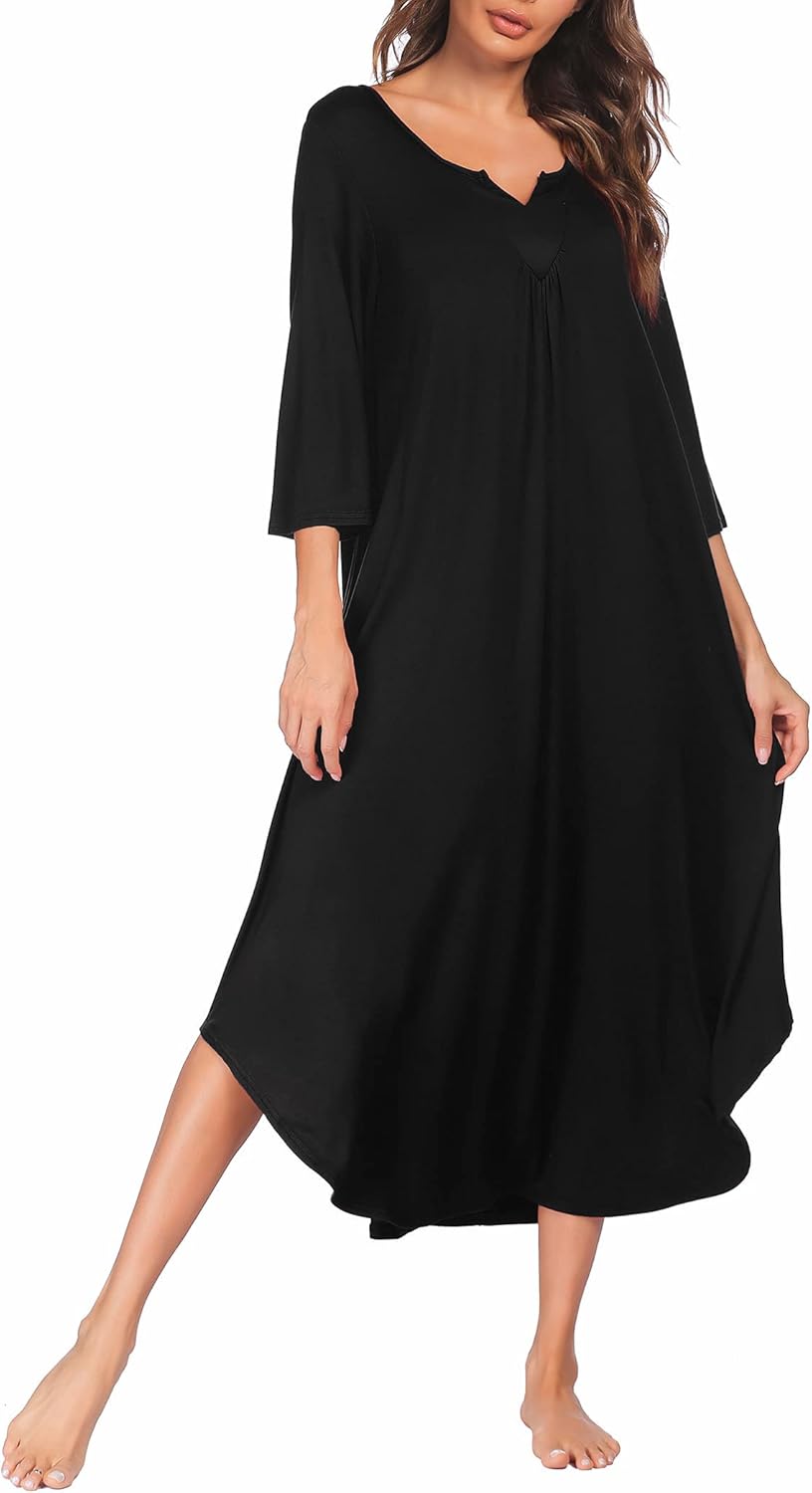 Ekouaer Long Nightgown for Women, Special Nightshirt for Comfortable Sleep, High...