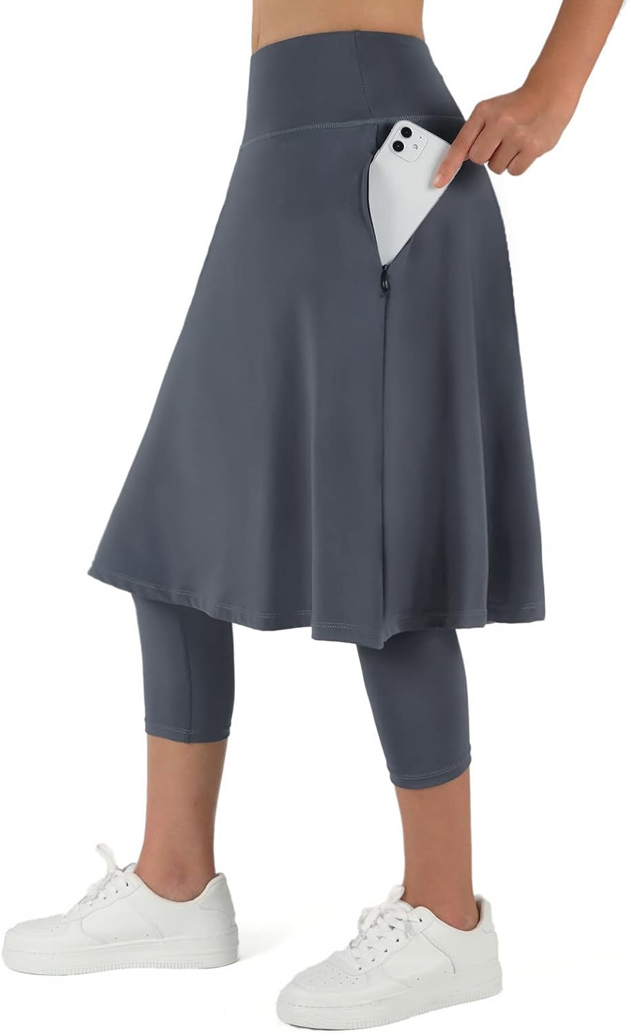 ANIVIVO Women Long Knee Length Skirt with Capris Leggings,Skirted Leggings with...