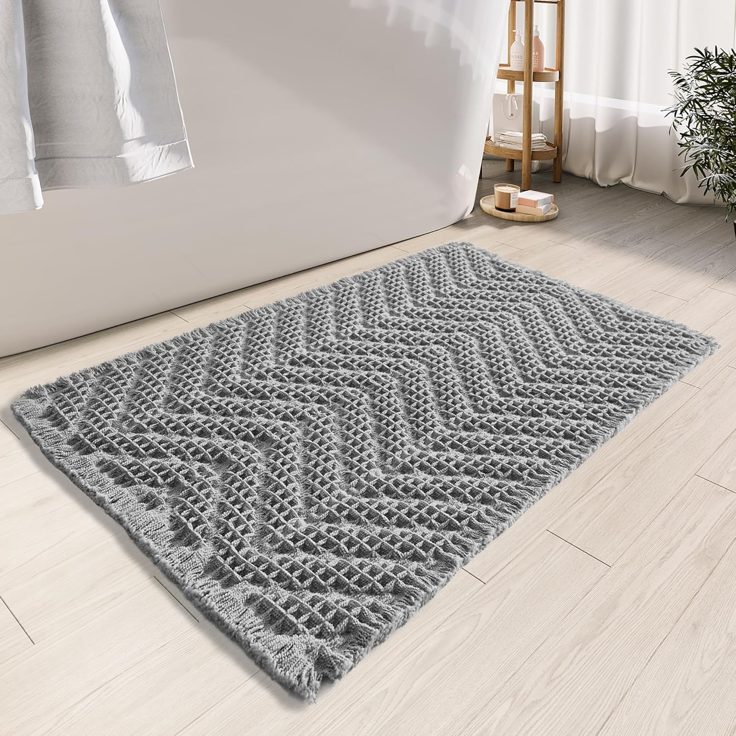 Bathroom Rugs Mat, Upgraded Waffle Bath Mat, Super Absorbent Non Slip Bath Rugs...