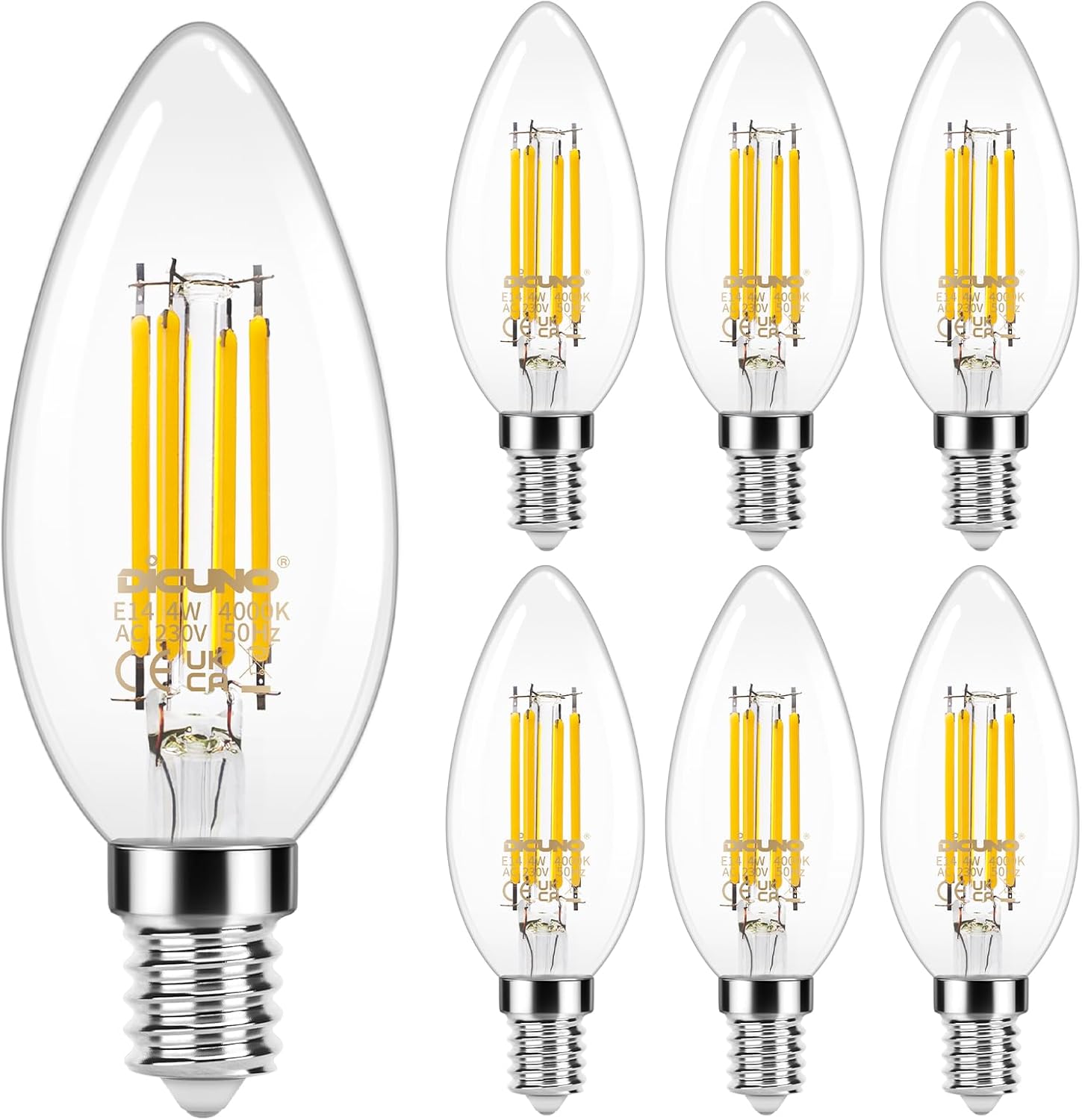 DiCUNO E14 Candle LED Bulbs, Small Screw E14 LED, 4W, 550LM, 40W Incandescent Eq...