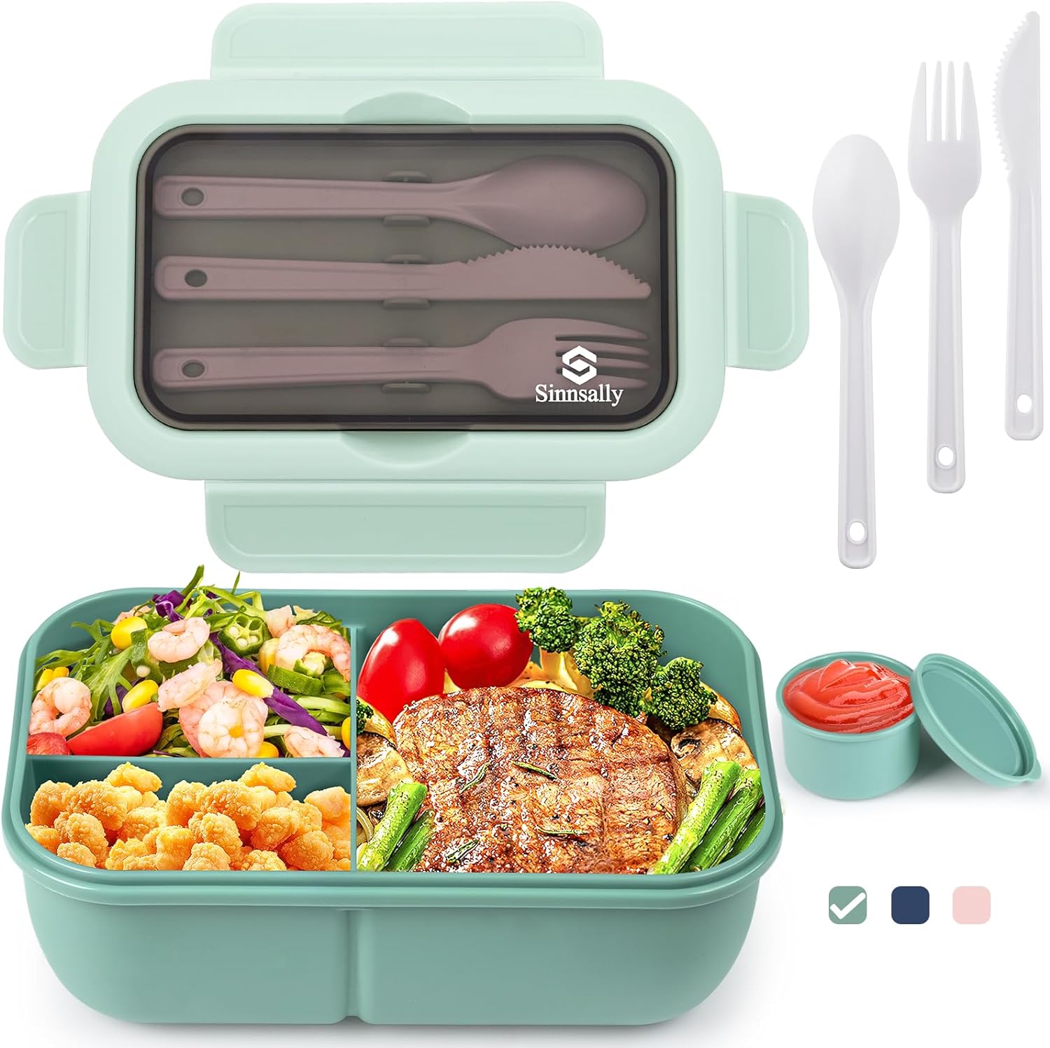 Sinnsally Bento Lunch Box Kids,1250ml Stackable Packed Lunch Boxes for Adults,Fo...