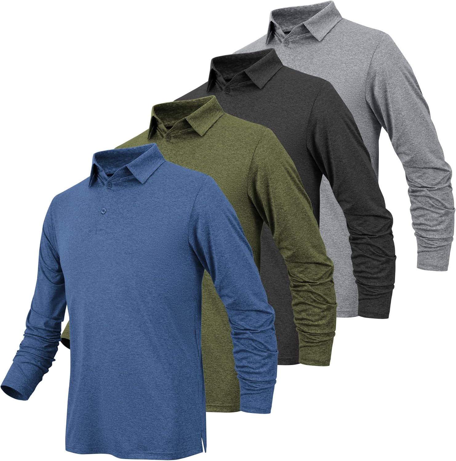 BALENNZ Long Sleeve Polo Shirts for Men Moisture Wicking Mens Long Sleeve Polo S...