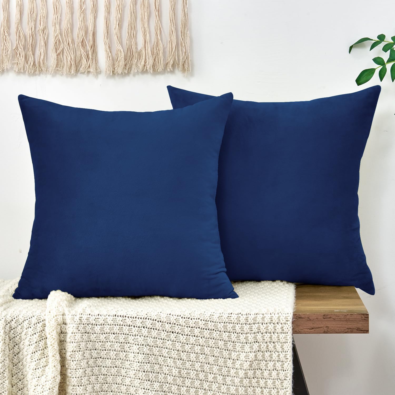 Throw Pillow Covers Decorative Velvet Set of 2 18x18 Inch Pillow Covers, Soft Na...