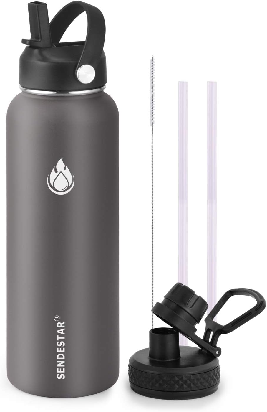 SENDESTAR Stainless Steel Water Bottle, Wide Mouth Water Bottle 40 oz with Straw...