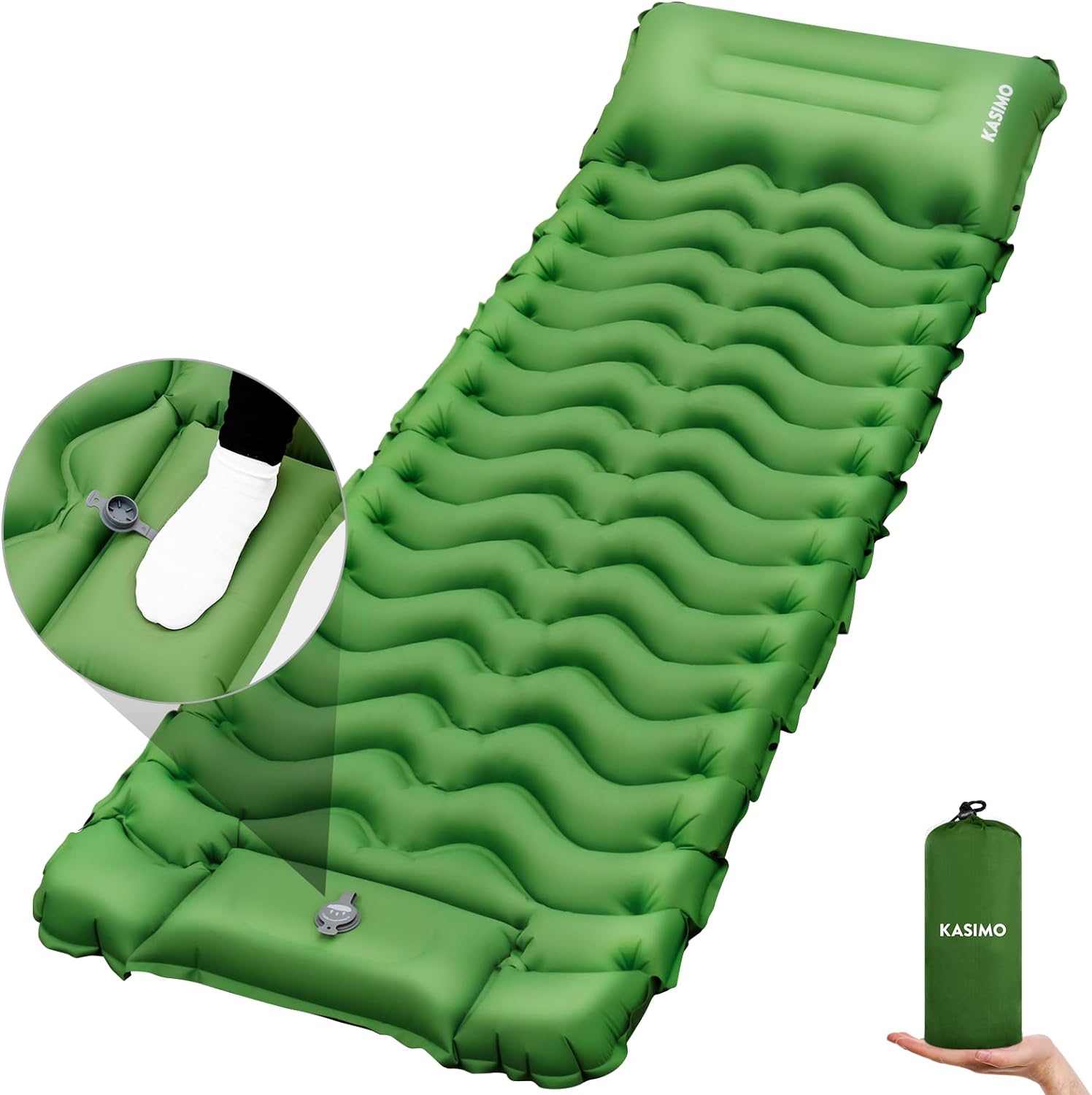 KASIMO Sleeping Mat - Ultralight & Thick Inflatable Camping Sleeping Pad Air Mat...