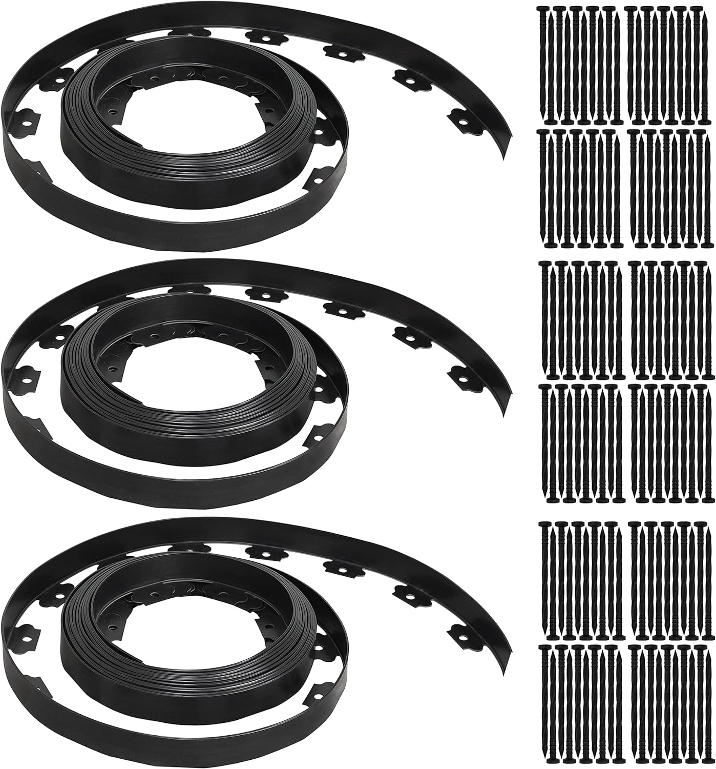 Gardzen 1.5" x100' Landscape Edging Kit, Garden Edging Coil Comes with 120 Pcs S...