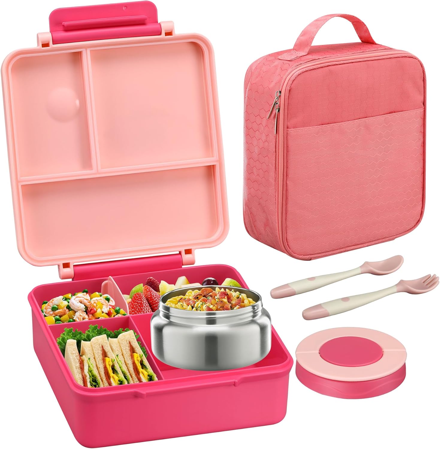Bento Lunch Box for Kids with 8oz Soup Thermo&Lunch Bag, Leak-Proof Lunch Food C...