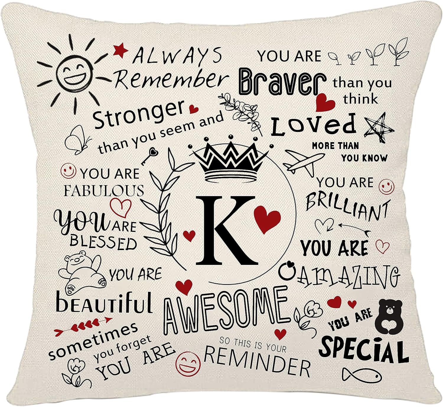 Bacmaxom Inspirational Quote Always Remember Cushion Cover with A-Z Initial Lett...