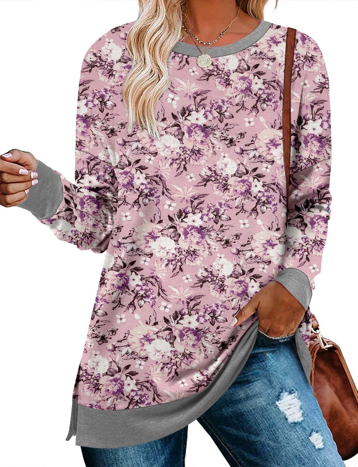 BETTE BOUTIK Women's Drop Long Sleeve Sweatshirt Tops Casual Crewneck Tunic Swea...