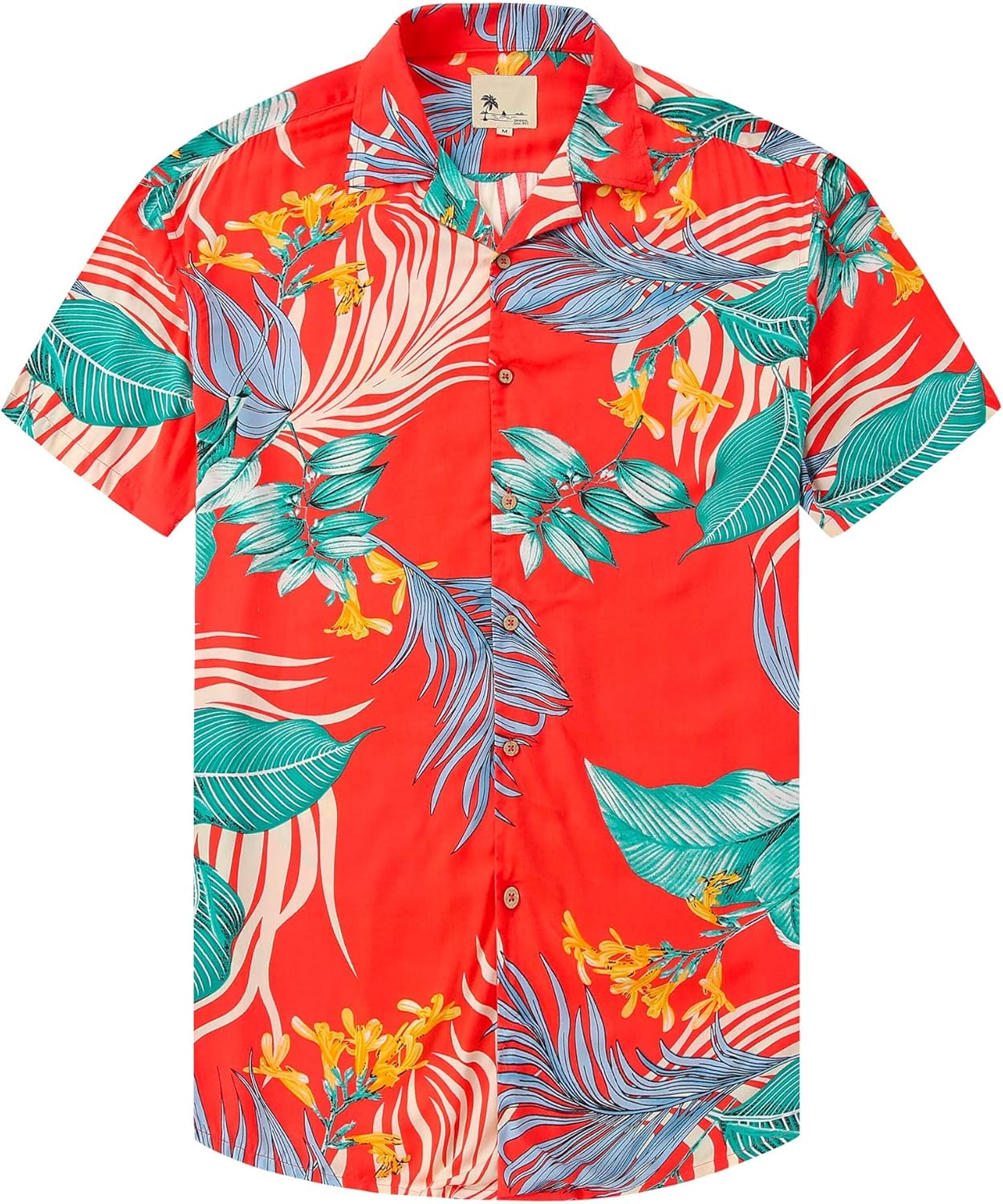 Damipow Mens Unique Pattern Hawaiian Shirt Beach Tropical Button Up Shirts Vacat...