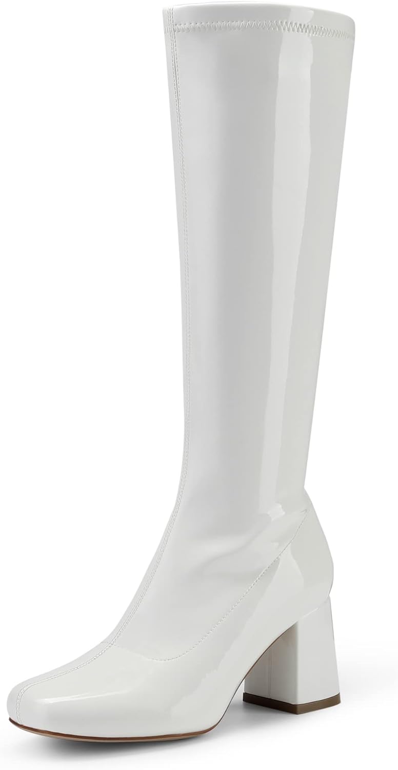 DREAM PAIRS Women's Gogo Boots, Special Square Toe Chunky Knee High Boots, Affor...