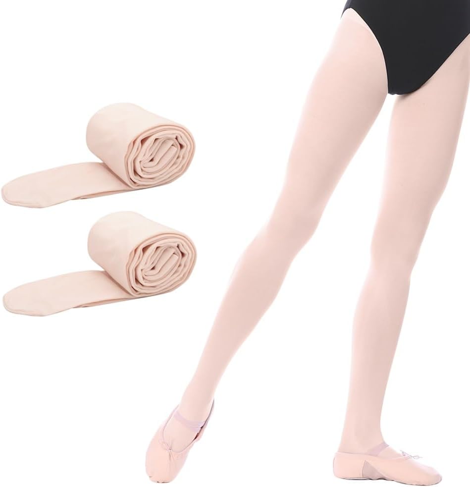 Bezioner Ballet Dance Tights Footed Students Tights for Girls Kids Women 2 Pairs...