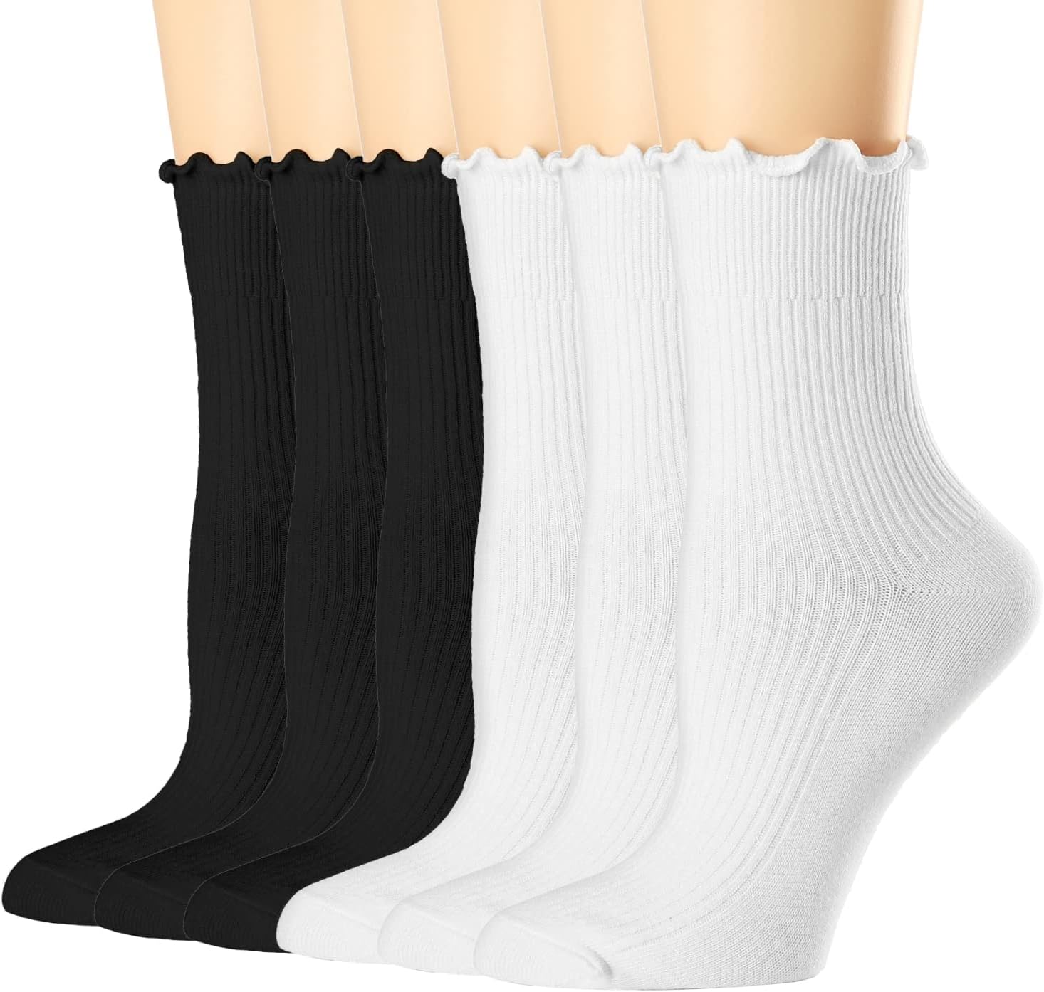 Mcool Mary Womens Socks, Ruffle Turn-Cuff Casual Crew Socks Breathable Cool Knit...