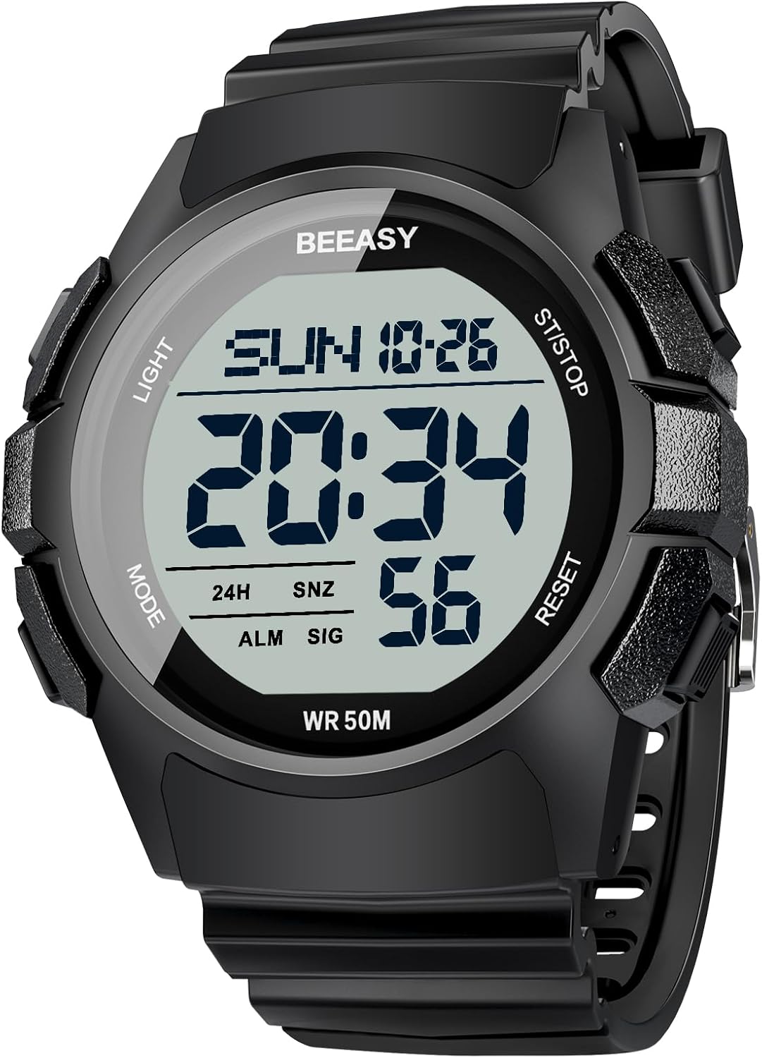 Beeasy Men Digital Sports Watch,Waterproof Watch with Stopwatch Countdown Timer...