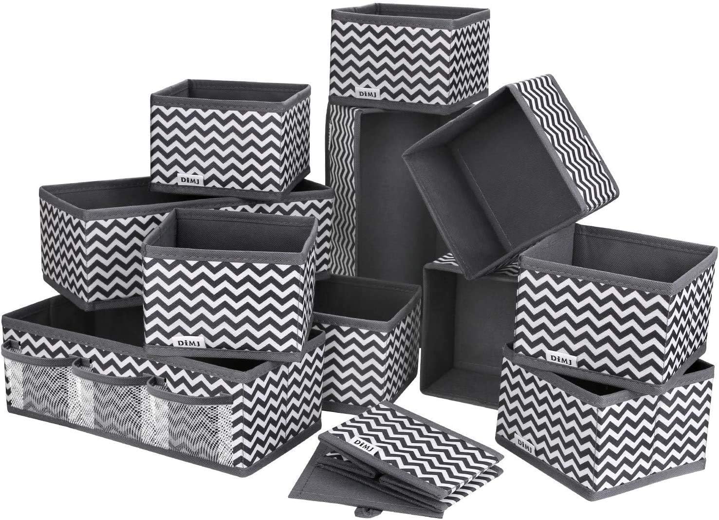 DIMJ 12 PCS Dresser Drawer Organiser Fabric Storage Box Foldable Wardrobe Divide...