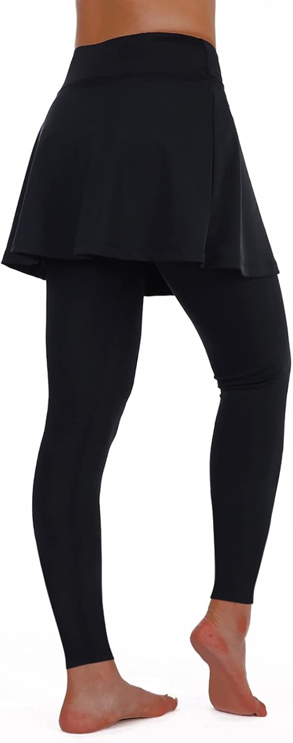 ANIVIVO Women Tennis Skirted Leggings with Pockets, Capris Yoga Leggings with Sk...