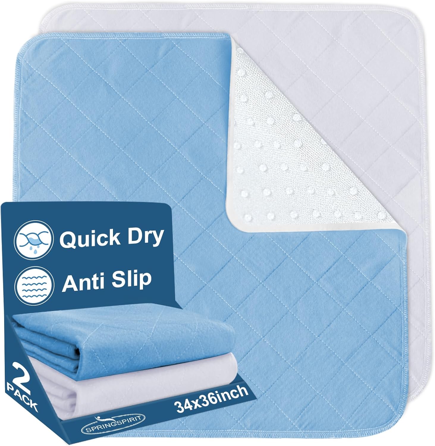 Bed Pads Washable Waterproof 34" x 36", 2 Pack Reusable Chuck Pads Incontinence...