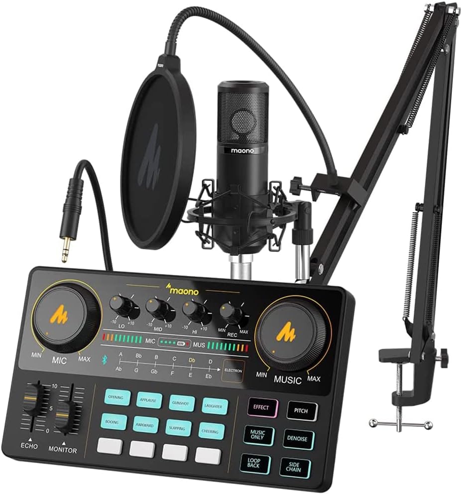 MAONO Podcast Equipment Bundle Audio mixer All-in-One Podcast Production Studio...