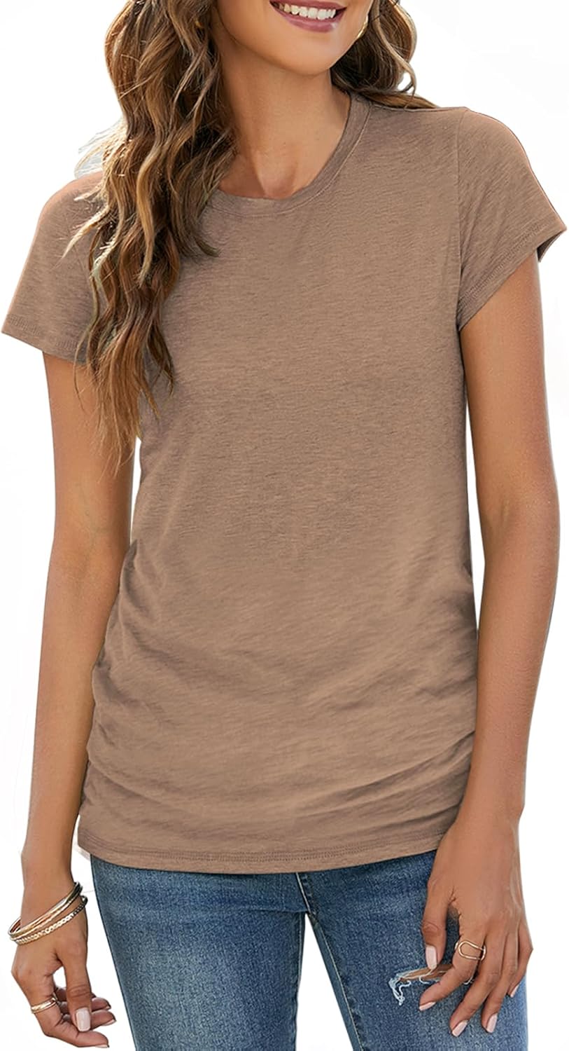 Sherosa Womens T Shirts Short Sleeve Crew Neck Shirts Basic Tee Tops Blouse Larg...