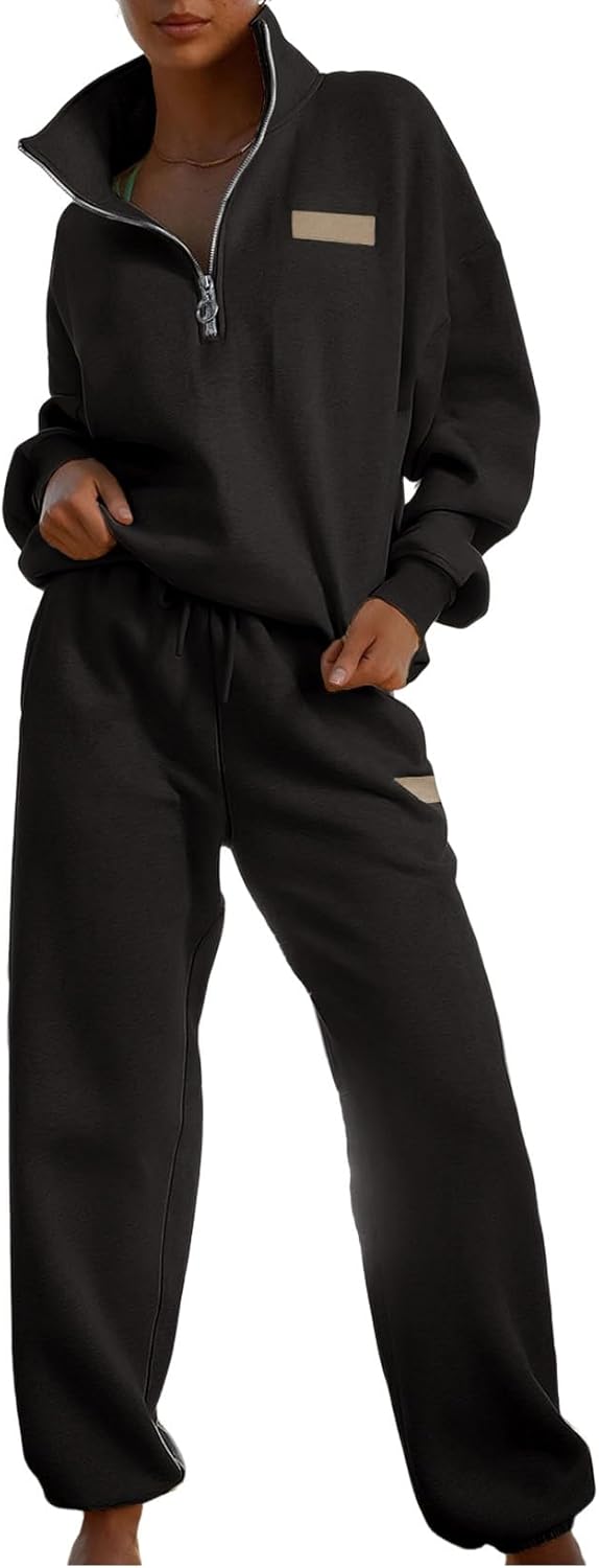 Herseas Women 2 Piece Outfits Sweatsuit Lounge Set Half Zip Pullover with Jogger...